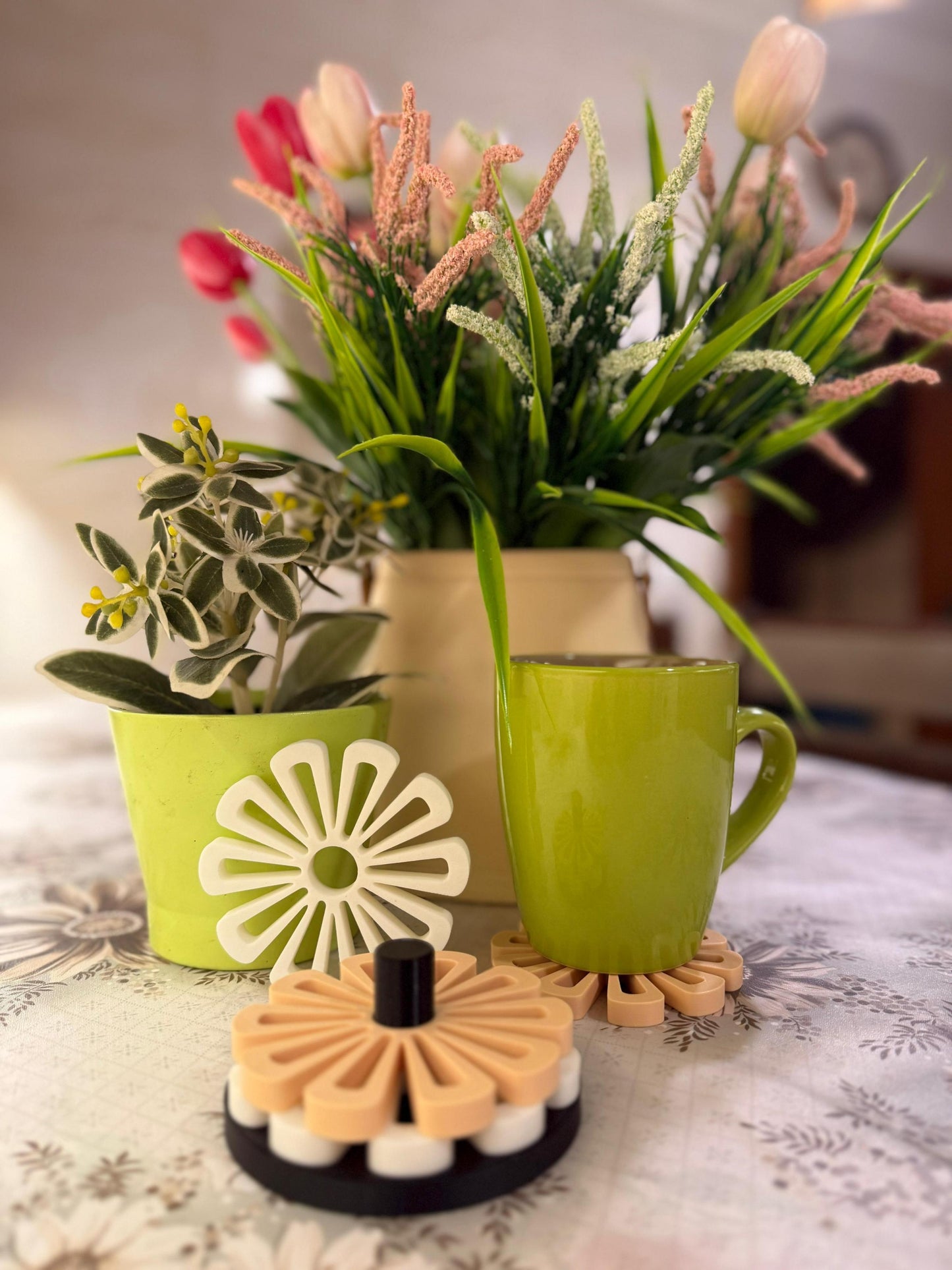 Flower Mug Coaster Set